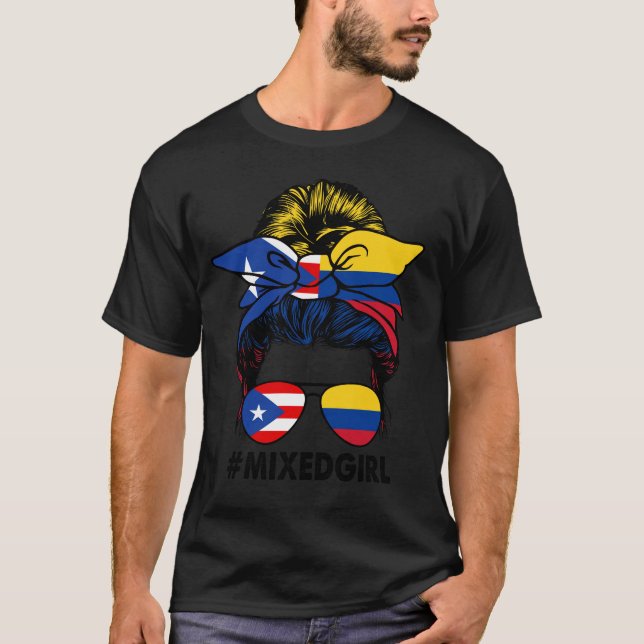 T-shirt Drapeau Porto Rico Colombie M Portoricain Colombie (Devant)