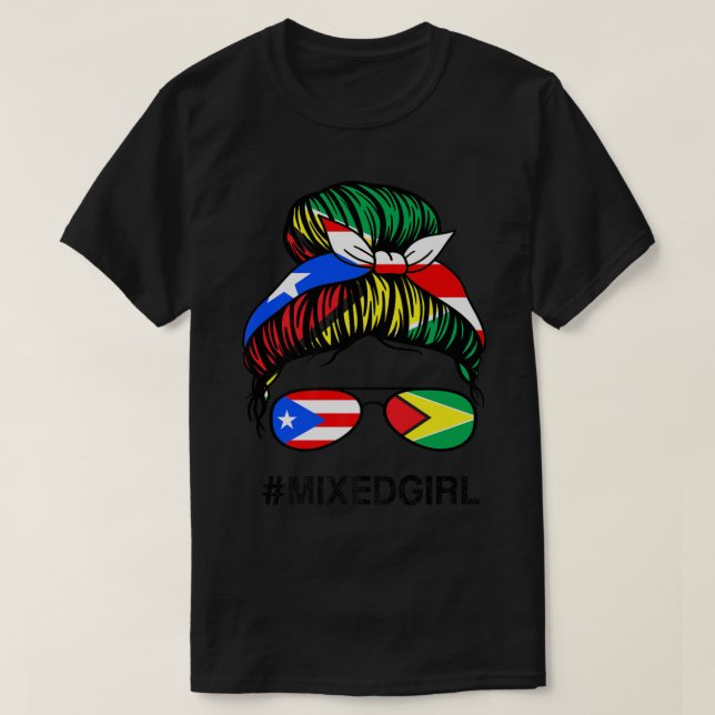 T-shirt Drapeau Porto Rico Guyana Mess (Design devant)