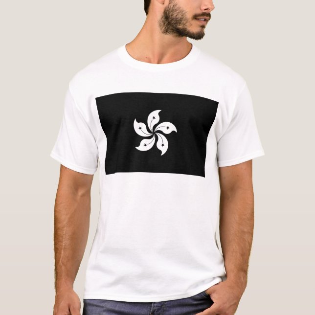 T-shirt Drapeau régional de Hong Kong de fleur noire (Devant)