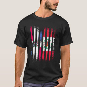 T-shirt Drapeau République Dominicaine Pérou Gros Drapeaux