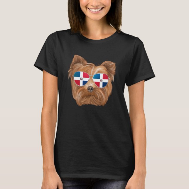 T-shirt Drapeau République Dominicaine Yorkshire Terrier C (Devant)