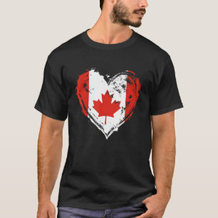 T-shirt Drapeau Rétro du Coeur du Canada Feuille d'Érable