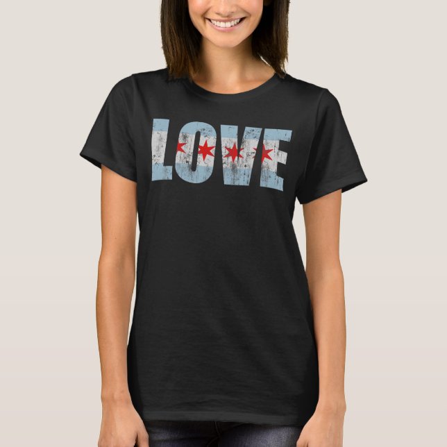 T-shirt Drapeau Retro Love Chicago (Devant)