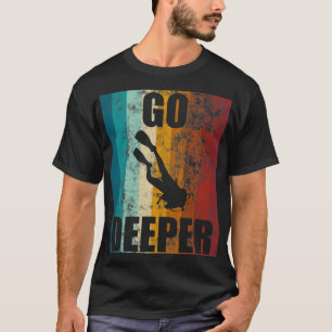 T-shirt Drapeau Retro Vintage Plongée Go Deeper Diver Down