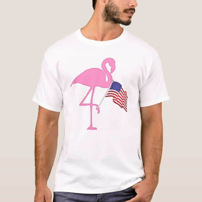 T-shirt Drapeau rose Flamant rose américain (Devant)