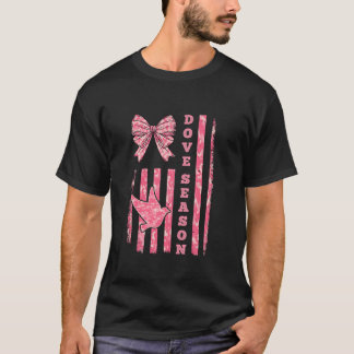 T-shirt Drapeau rose US Camo Bow Coquette Saison de la col