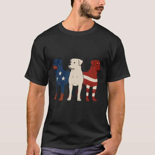 T-shirt Drapeau Rottweiler 4 juillet Amoureux des chiens H (Devant)