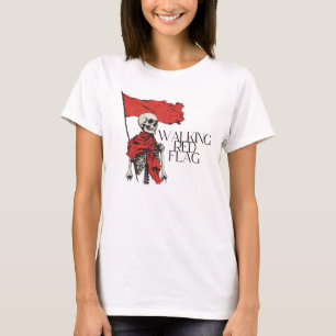 T-shirt Drapeau rouge à pied Squelette Humour minimalist