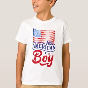 T-shirt Drapeau rouge blanc et bleu All American Boy T-Shi