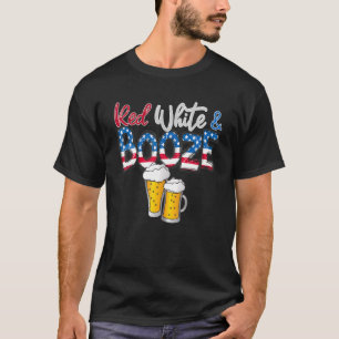 T-shirt Drapeau Rouge Blanc Et Booze Amérique 4 Juillet