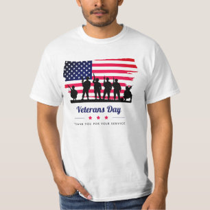 T-shirt Drapeau Rouge Bleu Jour des Vétérans 2025 – Améric