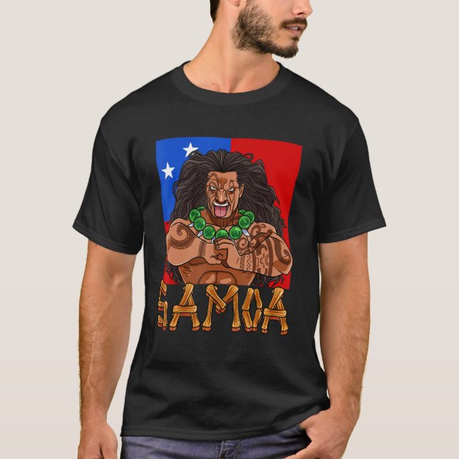 T-shirt Drapeau Samoan Pride, guerrier polynésien Samoa (Devant)