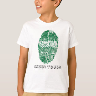 T-shirt Drapeau saoudien d'empreinte digitale de contact