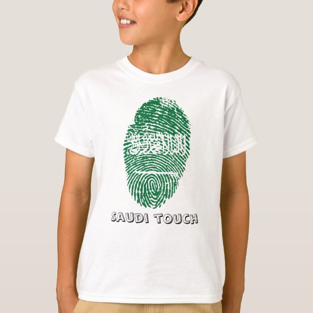 T-shirt Drapeau saoudien d'empreinte digitale de contact (Devant)