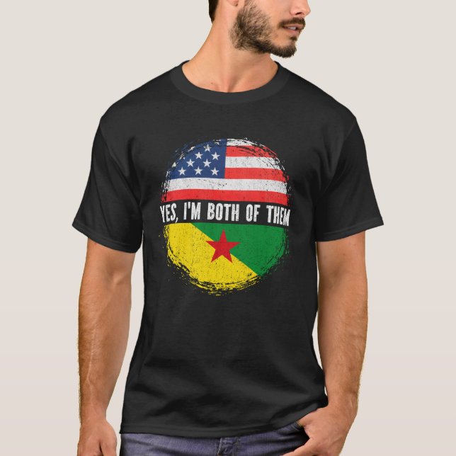 T-shirt Drapeau semi-américain de la mi-Guyane française U (Devant)