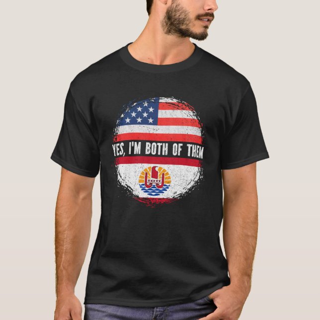 T-shirt Drapeau semi-américain de Polynésie française USA (Devant)