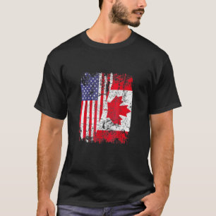 T-shirt Drapeau semi-américain des racines canadiennes Can