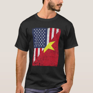 T-shirt Drapeau semi-américain Drapeau demi-vietnamien