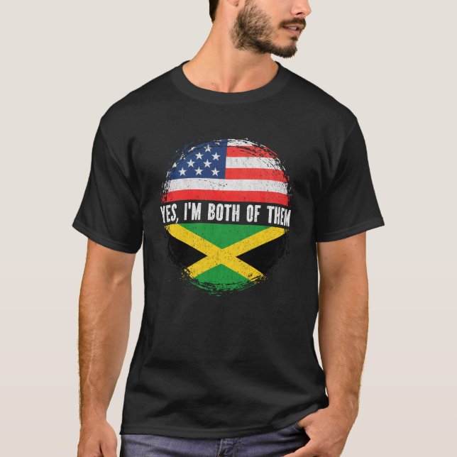 T-shirt Drapeau semi-américain jamaïcain USA Jamaïque (Devant)