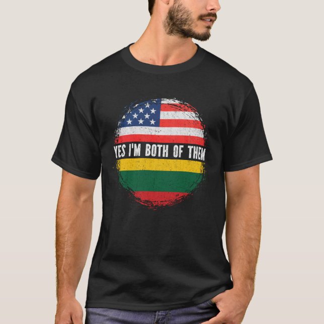 T-shirt Drapeau semi-américain lituanien USA Lituanie (Devant)