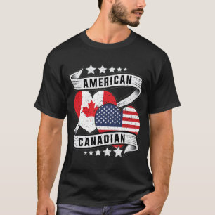 T-shirt Drapeau semi-américain mi-canadien