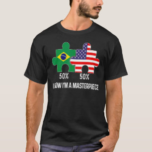 T-shirt Drapeau semi-américain moitié brésilien bra carte