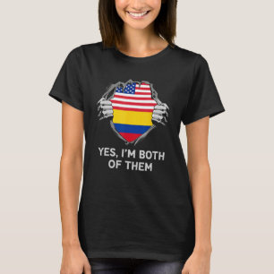 T-shirt Drapeau semi-américain moitié colombien USA Colomb