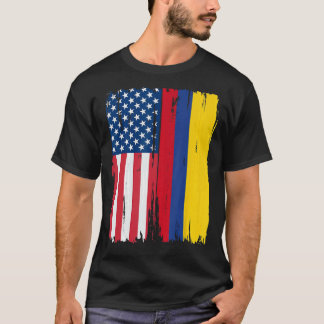 T-shirt Drapeau semi-américain Racines USA Colombie
