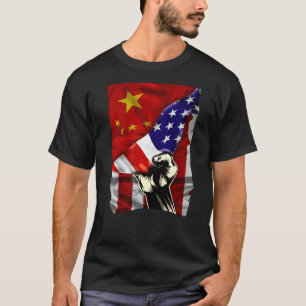 T-shirt Drapeau semi-américain ROOTS chinois USA Drapeau C