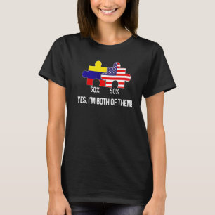 T-shirt Drapeau semi-colombien mi-américain Carte combinée