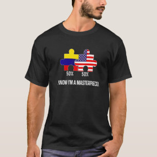 T-shirt Drapeau semi-colombien mi-américain Carte combinée