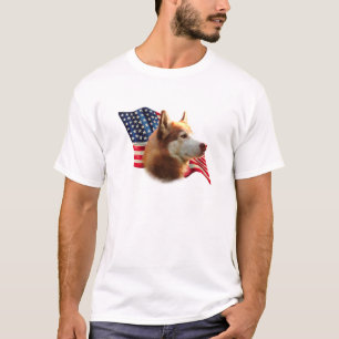 T-shirt Drapeau sibérien Husky (rouge)