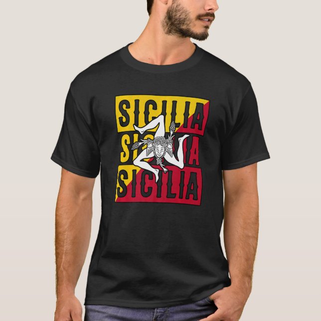 T-shirt Drapeau Sicile Palerme Italie (Devant)