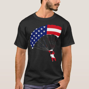 T-shirt Drapeau Skydiving Parachute Vintage Sky Diver Top