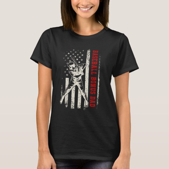 T-shirt Drapeau Softball Bonus Papa Fa Drôle (Devant)