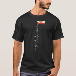 T-shirt Drapeau solaire du lion iranien, Poing féminin, So