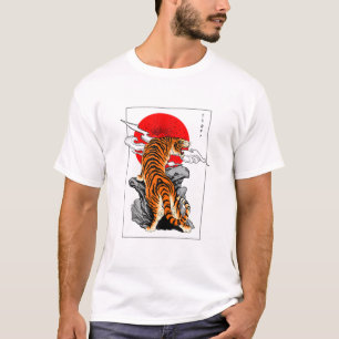 T-shirt Drapeau Soleil Levant Rouge Style Japon Tokyo Asie