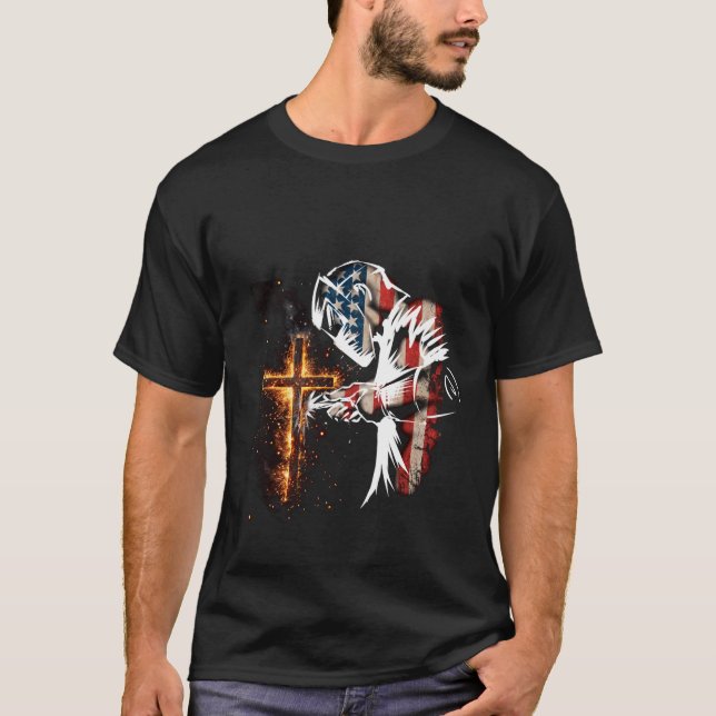 T-shirt Drapeau soudeur américain Mig Tig Soudage Foi croi (Devant)