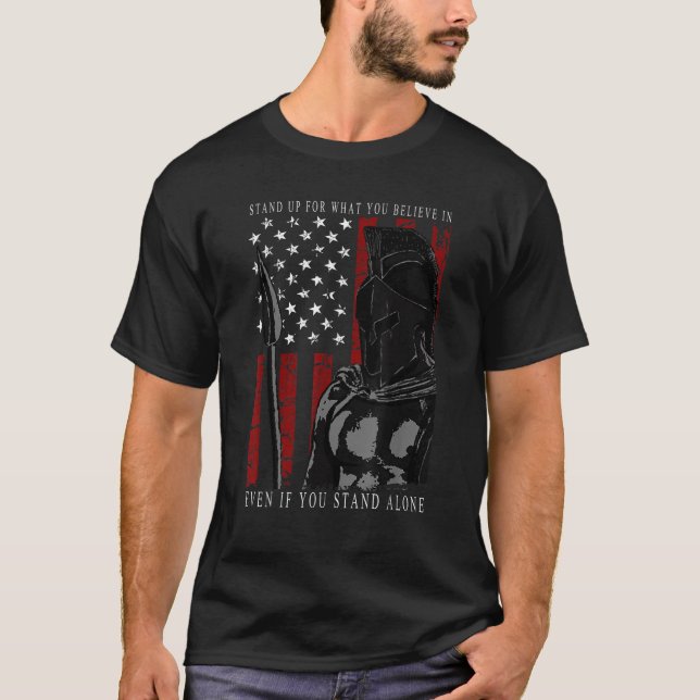 T-shirt Drapeau Spartan Guerrier Américain T Chemise (Devant)
