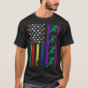 T-shirt Drapeau Sportif Américain Hispanique Piste Et F