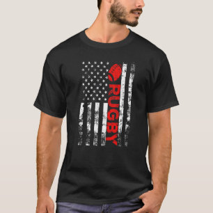 T-shirt Drapeau sportif américain Vintage de rugby