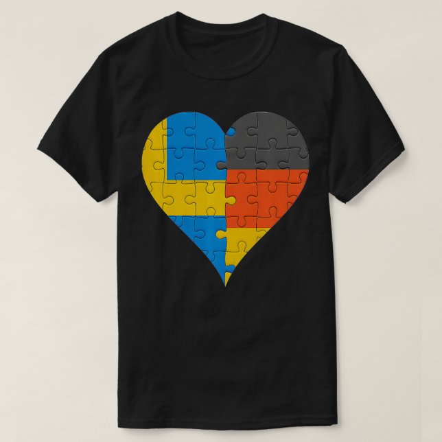 T-shirt Drapeau suédois Allemand Coeur chemin arrière  (Design devant)