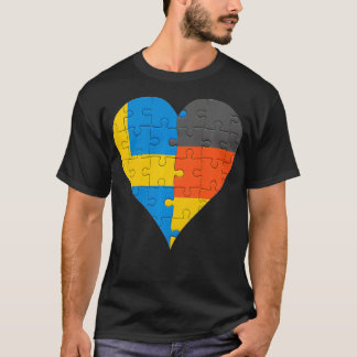 T-shirt Drapeau suédois Allemand Coeur chemin arrière 