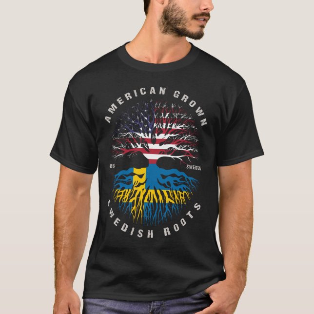 T-shirt Drapeau suédois américain cultivé racines suédoise (Devant)