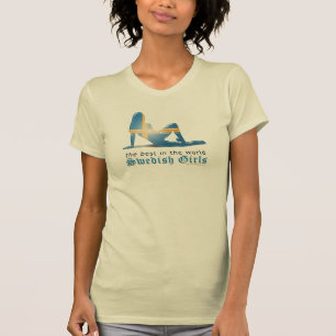 T-shirt Drapeau suédois de silhouette de fille