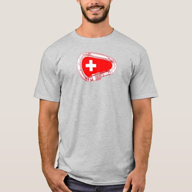 T-shirt Drapeau Suisse Escalade carabiner (Devant)