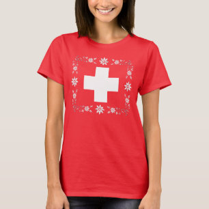 T-shirt Drapeau suisse et edelweiss
