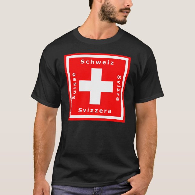 T-shirt Drapeau suisse et langues de la Suisse quatre (Devant)