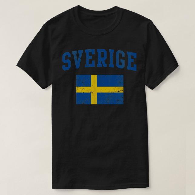 T-shirt Drapeau Sverige Suède Vintage (Design devant)