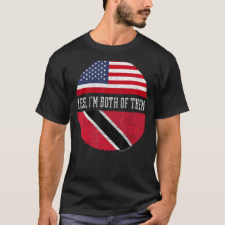 T-shirt Drapeau trinidadien semi-américain demi-trinbagoni